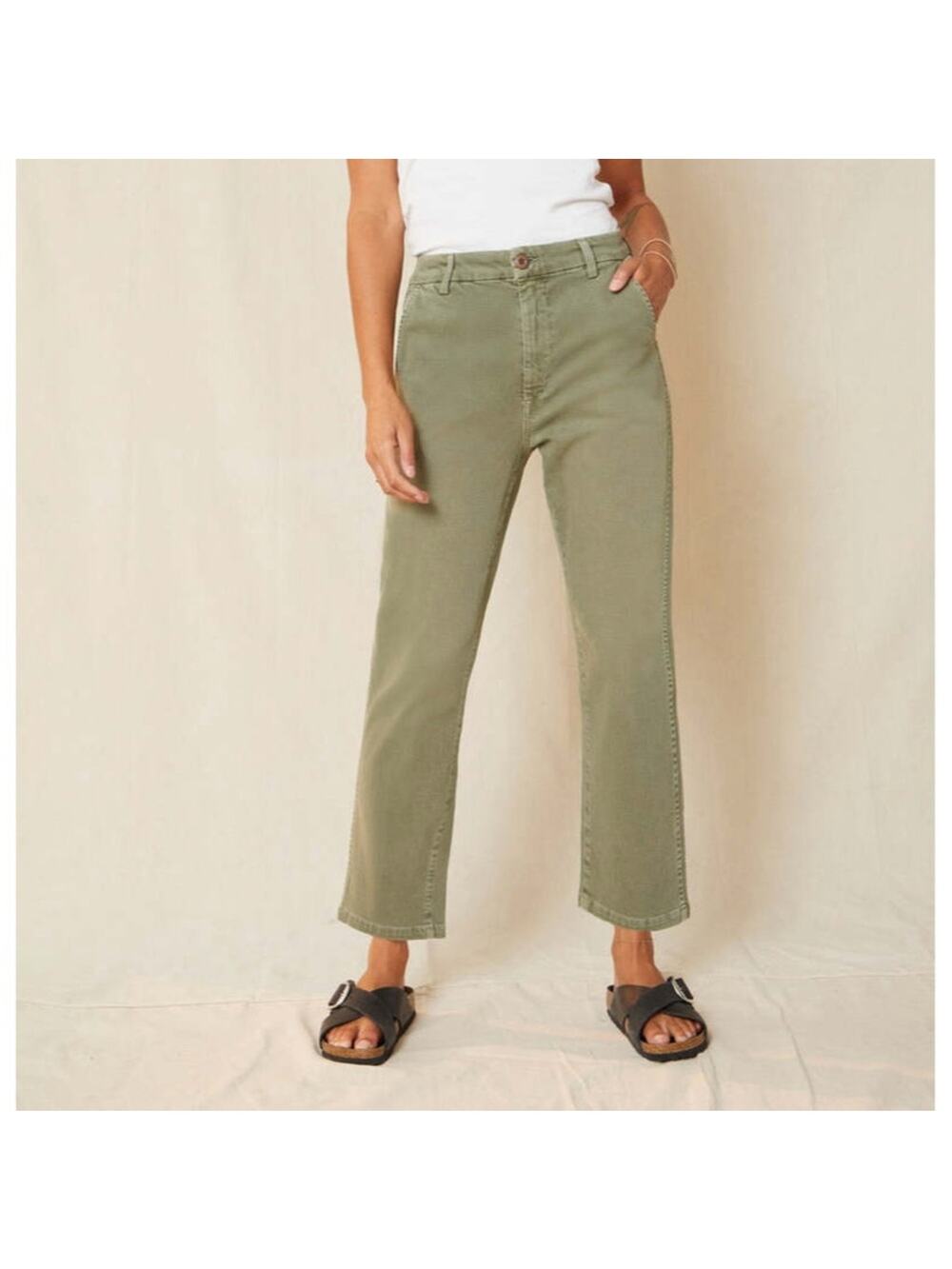 AMO Denim Cropped Easy Trouser in Surplus Green Size 28 Gently Used
